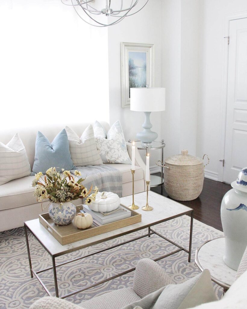 2. Pumpkin-Toned Accents in a Clean, Contemporary Space