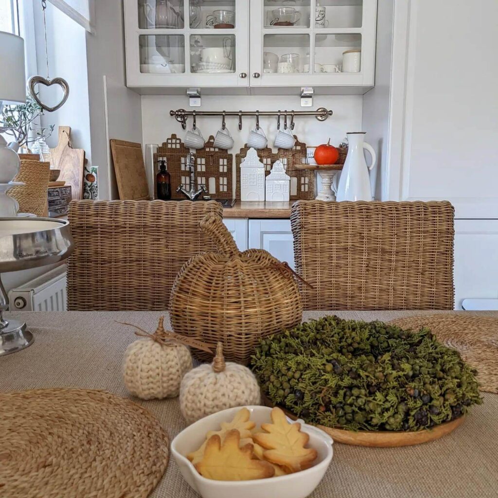 24. Bold Contrast with Black Accents and White Pumpkins
