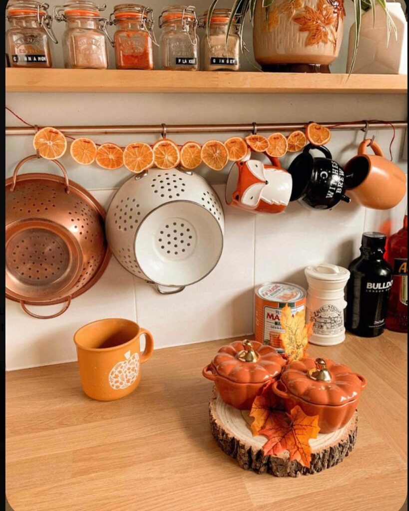 27. Fall Garland Above Cabinets or Windows