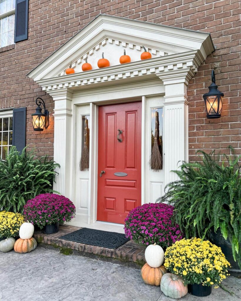 3. Farmhouse-Inspired Porch with a Pop of Plaid